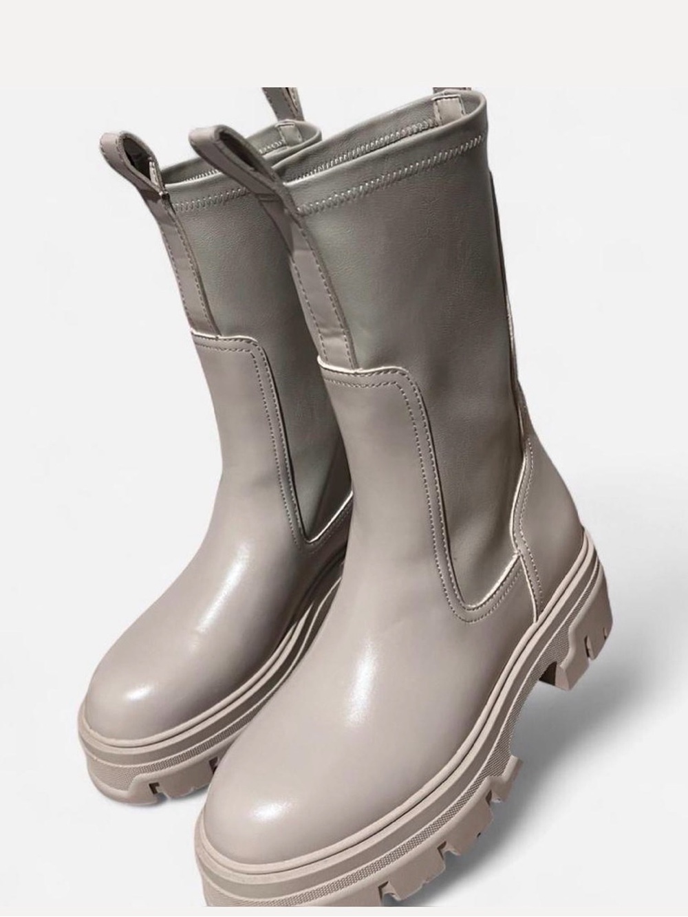 H&M Chelsea Platform Boots in Beige - Women's Chunky Sole - Picture 4 of 8